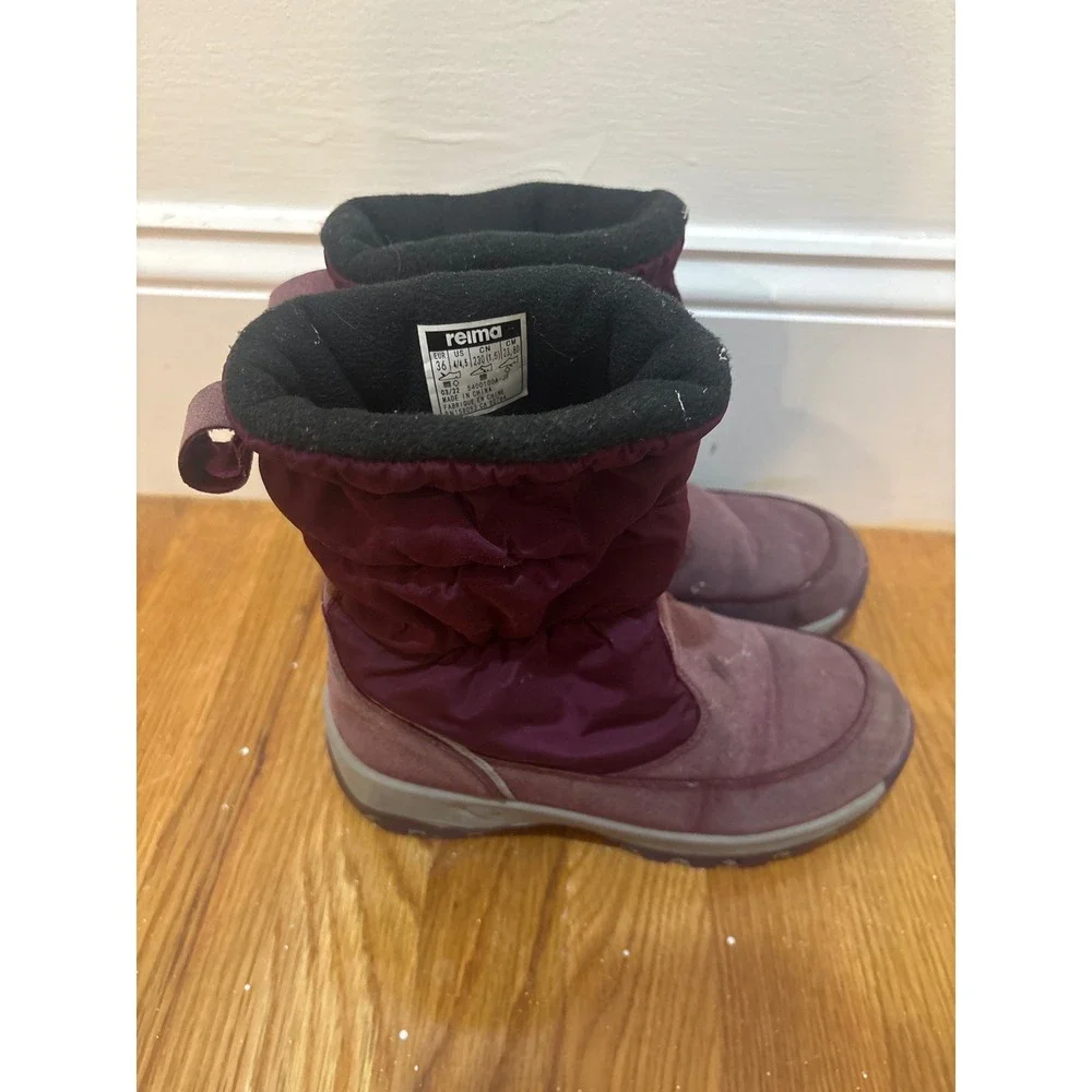 Reima Kids Winter Boots‎ Burgundy Quilted Fleece Lined Size US 4